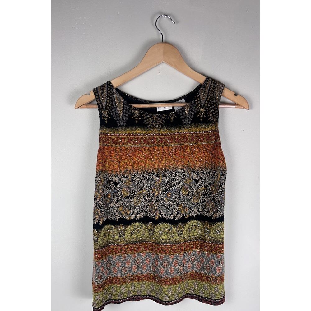 White Stag VTG Womens Tank Top Sleeveless Small Metallic Desert Tones Y2K Gold
